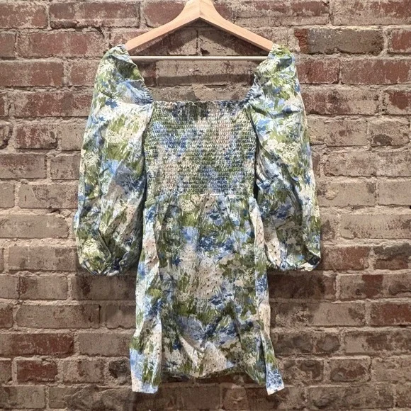 NWT‎ Reformation Greyson Linen Mini Dress Floral Hillside Mini Dress Size Small - Picture 11 of 13